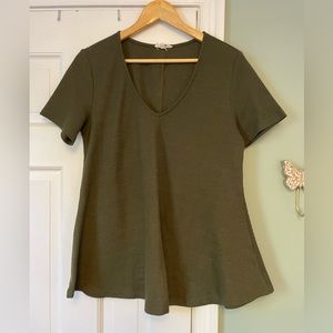 Short Sleeve La Miel Top Tunic Flare V Neck Large